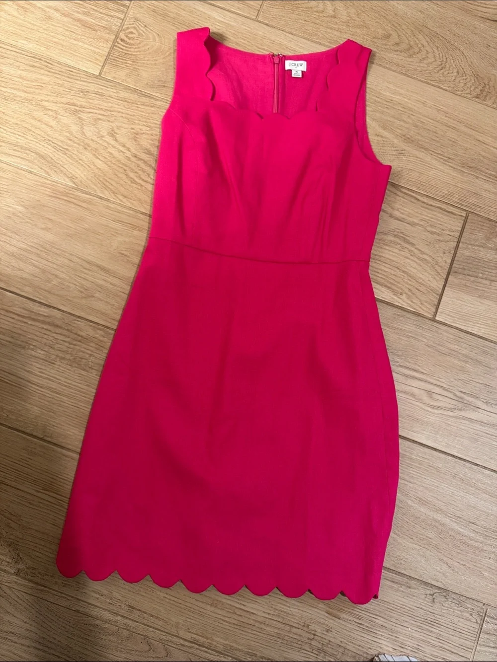 J. Crew Bright Pink Scallop Sheath Mini Dress